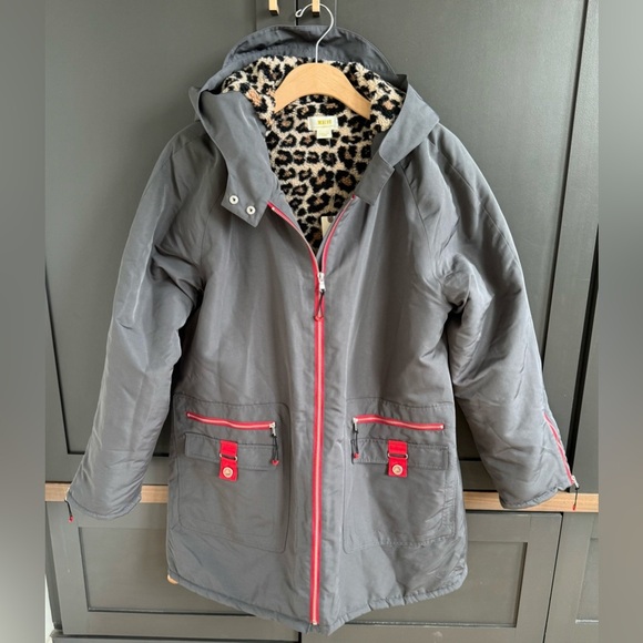 Maeve by Anthropologie Sporty Utility Dark Grey Hooded Coat Fur Interior •M• NWT - Picture 1 of 11